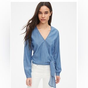 GAP Denim Wrap Blouse